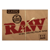 RAW Natural Unrefined Rolling Papers 1 1/2 Size - 25ct Display 